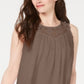 Estilo &amp; Co Feminino Renda Acabamento Swing Shell Marrom Tamanho Grande
