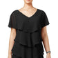 Vestido-camisa feminino em camadas SL Fashions, preto, tamanho 14W