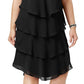 Vestido-camisa feminino em camadas SL Fashions, preto, tamanho 14W
