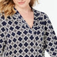 Blusa feminina Charter Club com estampa de pregas e ombros de fora, azul, tamanho P