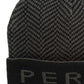 Perry Ellis Gorro Masculino Jacquard Espinha de Peixe Preto Tamanho Regular