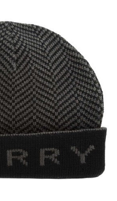 Perry Ellis Gorro Masculino Jacquard Espinha de Peixe Preto Tamanho Regular
