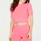 Top curto Guss feminino para corrida e fitness, rosa, tamanho médio