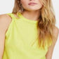 Blusa feminina sem mangas com gola redonda, amarela, tamanho extrapequeno