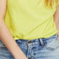 Blusa feminina sem mangas com gola redonda, amarela, tamanho extrapequeno
