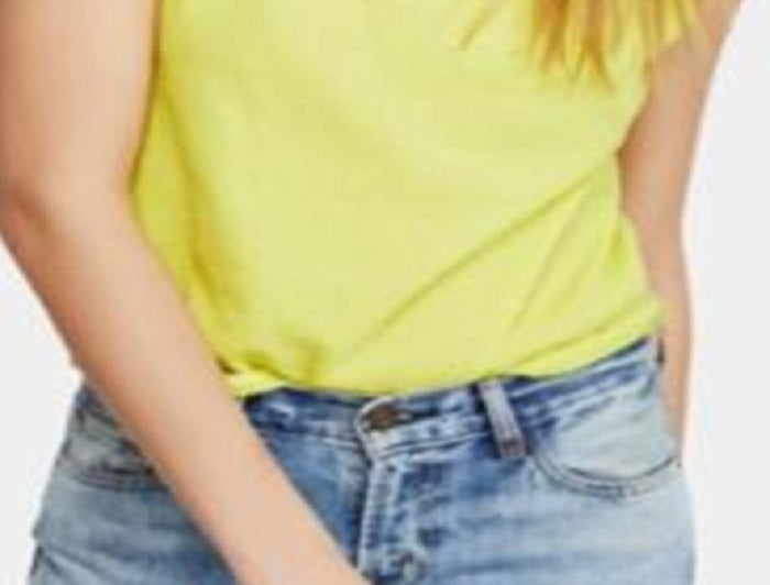 Blusa feminina sem mangas com gola redonda, amarela, tamanho extrapequeno
