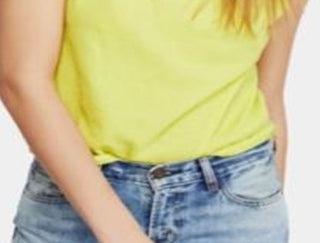 Blusa feminina sem mangas com gola redonda, amarela, tamanho extrapequeno