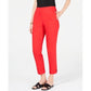 Calça feminina Jm Collection Petite Tummy-Control com tornozelo, vermelha, tamanho pequeno grande