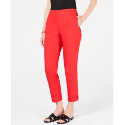 Calça feminina Jm Collection Petite Tummy-Control com tornozelo, vermelha, tamanho pequeno grande