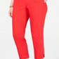 Calça feminina Jm Collection Petite Tummy-Control com tornozelo, vermelha, tamanho pequeno grande