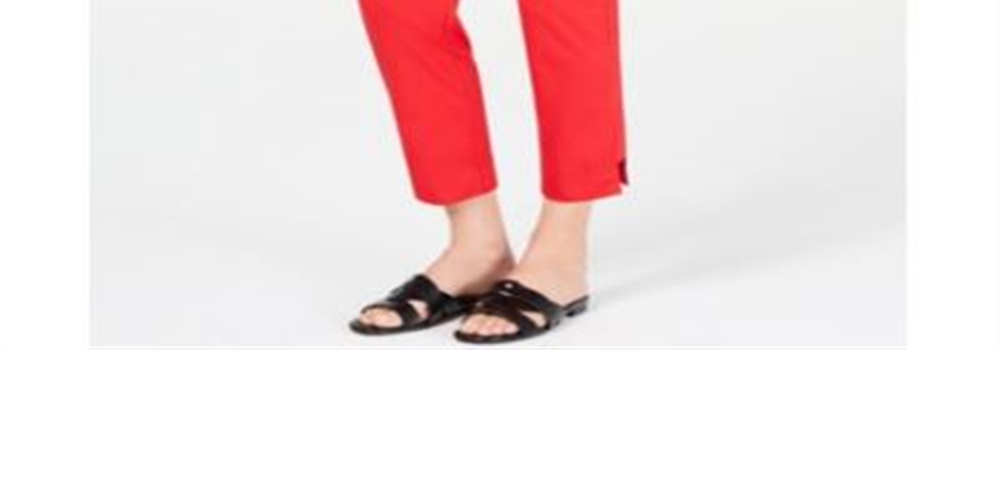 Calça feminina Jm Collection Petite Tummy-Control com tornozelo, vermelha, tamanho pequeno grande