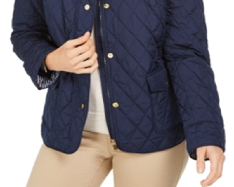 Jaqueta acolchoada feminina Charter Club azul tamanho XS