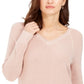 Suéter feminino de lurex com decote em V, rosa, tamanho extrapequeno, Charter Club