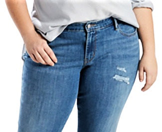 Calça jeans skinny Levi's Plus 711 Denim Destroyed feminina, azul, tamanho 22W