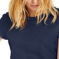 Blusa feminina de gola redonda de algodão slim fit da INC International Concepts, azul, tamanho extragrande