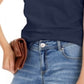 Blusa feminina de gola redonda de algodão slim fit da INC International Concepts, azul, tamanho extragrande