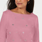 Karen Scott Top feminino de algodão com ilhós e manga 3/4, rosa, tamanho PXS