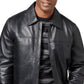 Jaqueta de couro de cordeiro masculina Perry Ellis, preta, tamanho pequeno