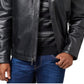 Jaqueta de couro de cordeiro masculina Perry Ellis, preta, tamanho pequeno