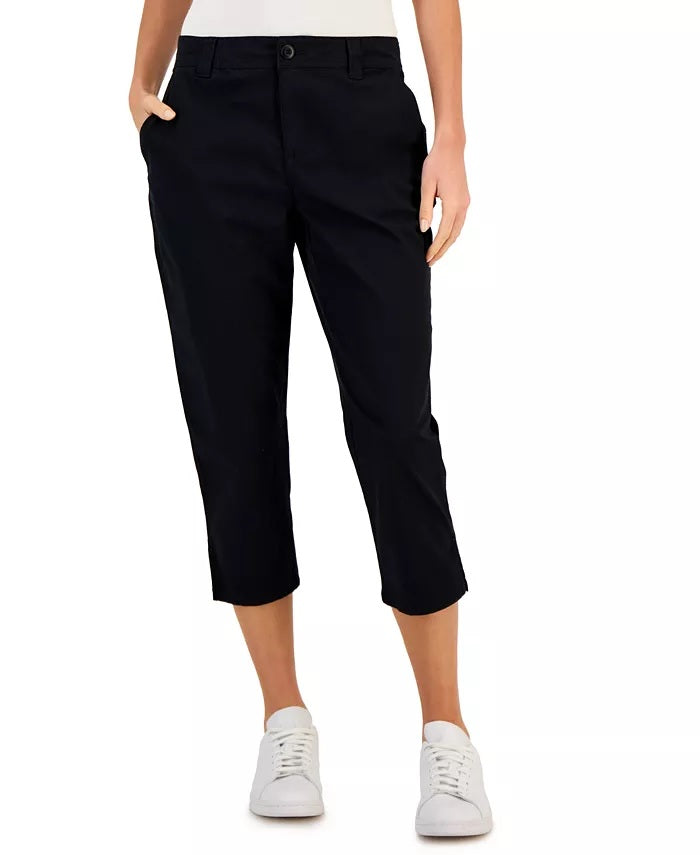 Calça Capri Curvy de Cintura Média STYLE &amp; CO Feminina, Preta, Tamanho 8