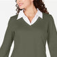 Blusa feminina Karen Scott de algodão com camadas, verde, tamanho M
