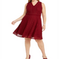 Vestido feminino plus size com renda evasê, vermelho, tamanho 3X