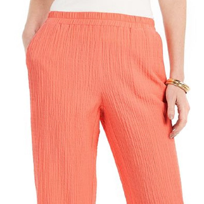 Calça Capri Crinkle Feminina JM Collection Laranja Tamanho X-G