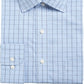 Camisa social masculina Club Room com estampa de janela xadrez e gola pontiaguda, ajuste clássico, elástica, azul, 34x35