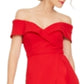 Vestido de noite feminino Xscape, manga curta, ombro de fora, comprimento até o joelho, hi-lo, vermelho, tamanho 6