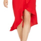 Vestido de noite feminino Xscape, manga curta, ombro de fora, comprimento até o joelho, hi-lo, vermelho, tamanho 6