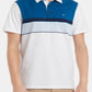 Camisa polo Calvin Klein masculina com listras coloridas e estampadas, branca, tamanho extragrande