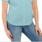 Camisa feminina Karen Scott de algodão bordada, azul, tamanho X-G
