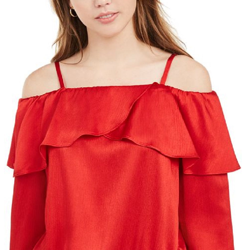 Blusa com babados e bainha amarrada BCX Junior, vermelha, tamanho pequeno