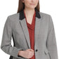 Blazer feminino DKNY com acabamento contrastante e botão único, cinza, tamanho 10P