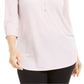 Blusa feminina com zíper e manga 3/4, rosa, tamanho XX-G