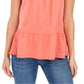 Blusa camponesa sem mangas de algodão estilo &amp; co feminina laranja tamanho grande