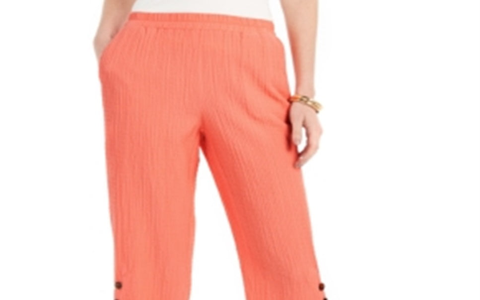 Calça Capri Crinkle Feminina JM Collection Laranja Tamanho XX-G