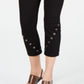 Calça jeans skinny cropped feminina INC International Concepts com detalhe de ilhós, preta, tamanho 12