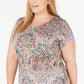 INC International Concepts Feminino Estampado Franzido Lateral Opulento Paisley Rosa Tamanho 1X