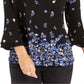 Blusa feminina com estampa floral e manga sino Charter Club, azul, tamanho médio
