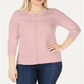 Blusa feminina Charter Club rosa de manga comprida e gola redonda, tamanho grande 2X