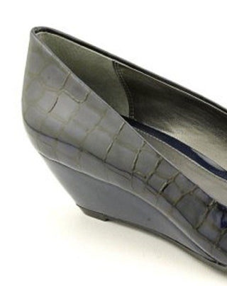 Alfani Cammi Peep Toe Wedges Heels Shoes Feminino Azul Tamanho 6.5