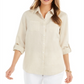 Camisa de linho feminina Charter Club bege tamanho P