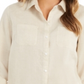 Camisa de linho feminina Charter Club bege tamanho P