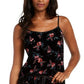 Pijama íntimo feminino de veludo floral da INC International Concepts para o dia a dia, preto, tamanho médio