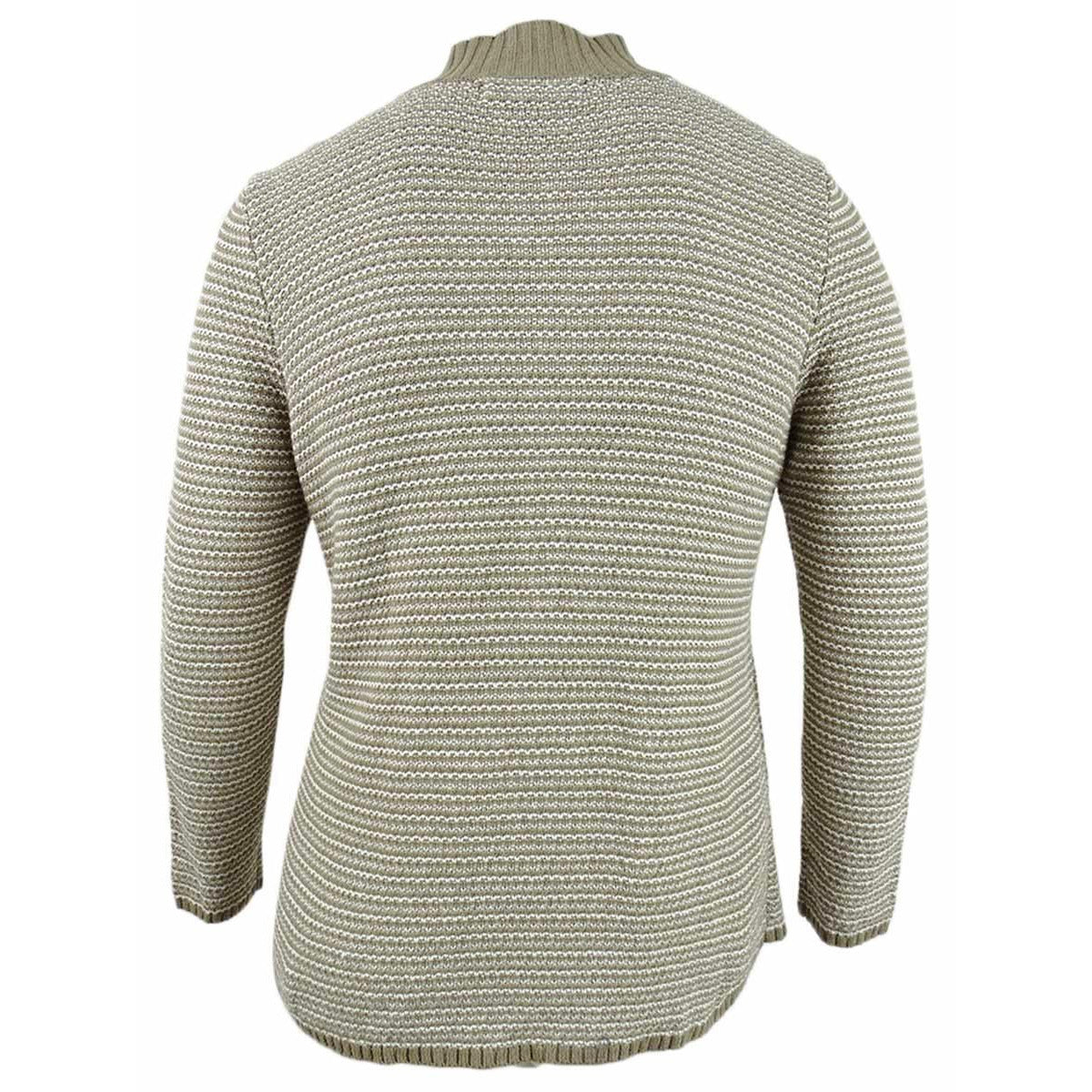 Karen Scott Cardigan Feminino Petite Texturizado com Zíper Frontal Pl Castanho Combinado Tamanho Petite Grande