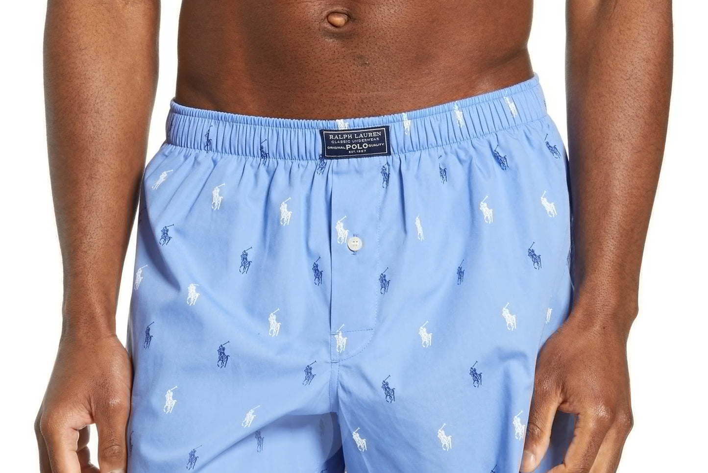 Boxers de algodão masculinos Polo Ralph Lauren, tamanho grande, azul