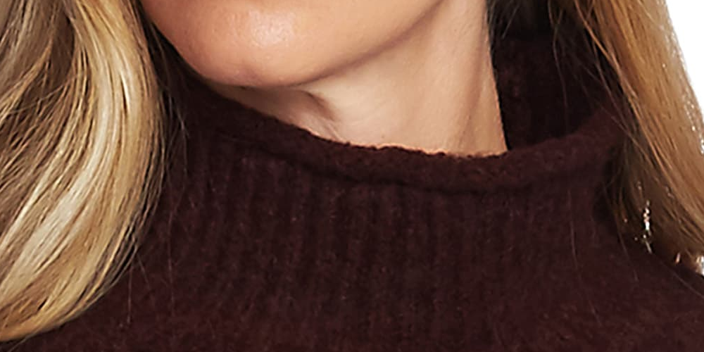 Suéter feminino Vince Camuto com gola falsa e textura de manga comprida (porta) vermelho tamanho G
