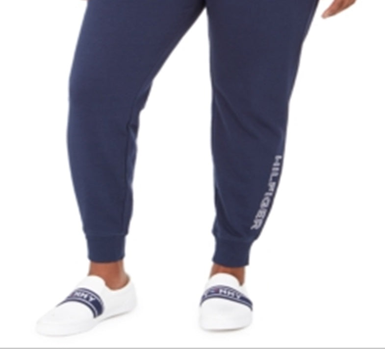 Calça de moletom feminina Tommy Hilfiger Sport Plus Logo Azul Tamanho 0X