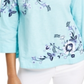 Charter Club Petite Blusa de Linho Bordado Floral Azul Tamanho Petite G